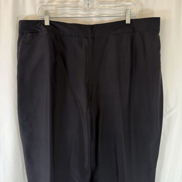 ICE 100% Silk Pants Women's 20 Black Cropped Pocketless Lightweight - Picture 2 of 11